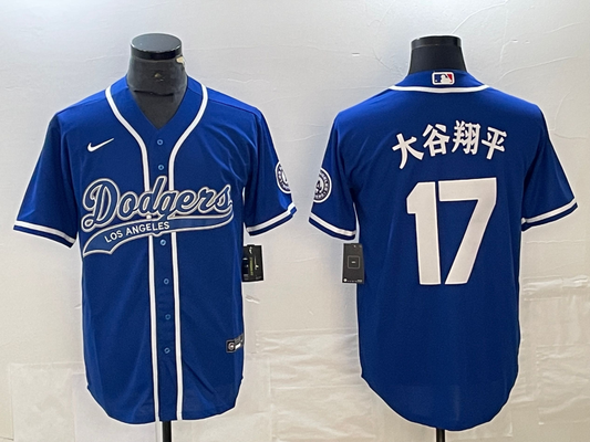 Men's Los Angeles Dodgers Shohei Ohtani #17 Blue Game Player Jersey1 Joint Edition