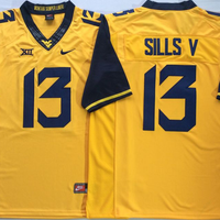 Men's West Virginia Mountaineers David Sills #13 Gold Player Game Jersey