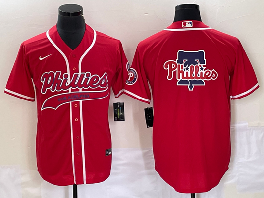 Men's Philadelphia Phillies Red Replica Team Jersey1 Joint Edition