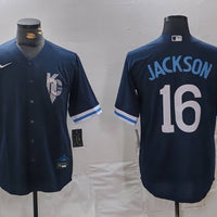 Men's Kansas City Royals Bo Jackson #16 Navy City Connect Retired Player Jersey1