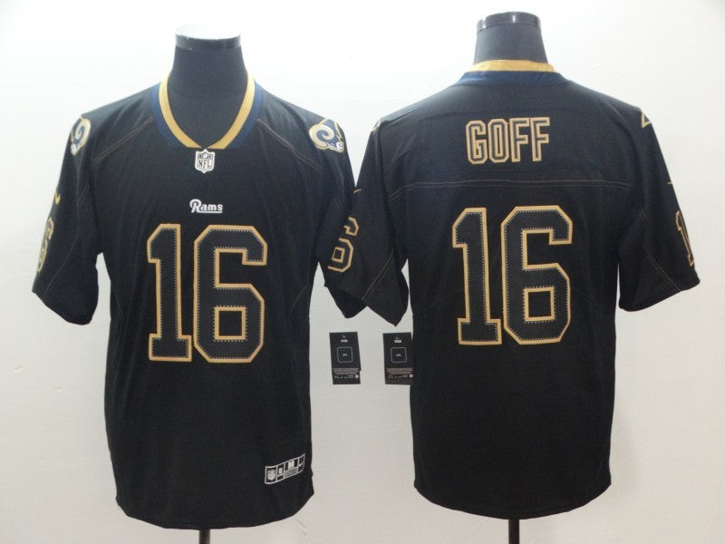 Men's Los Angeles Rams Jared Goff #16 Black Game Jersey1