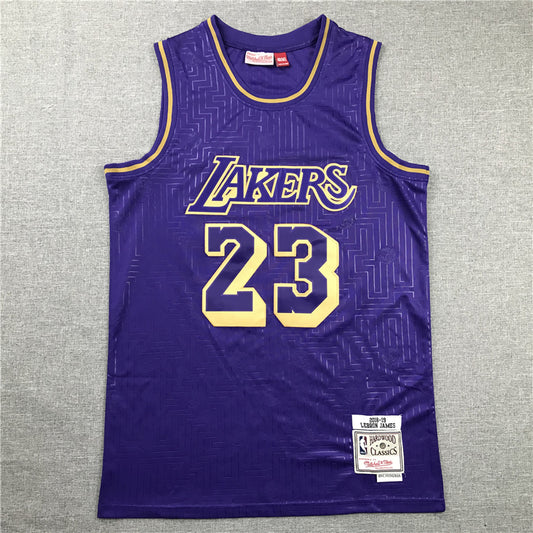 Men's Los Angeles Lakers LeBron James 2018-19 Hardwood Classics Swingman Jersey1