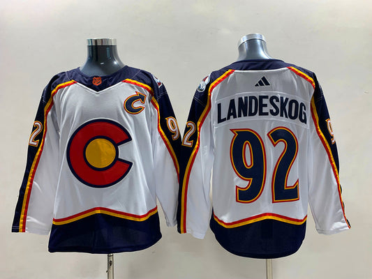 Men's Colorado Avalanche Gabriel Landeskog #92 White Breakaway Jersey1