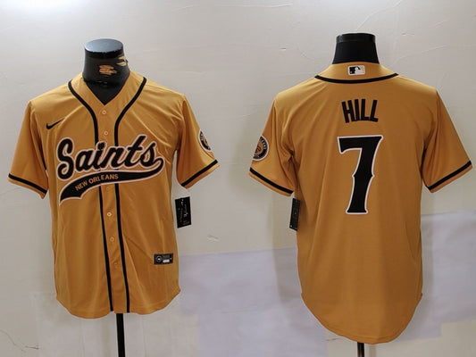 Men's New Orleans Saints Taysom Hill #7 Yellow Game Jersey1