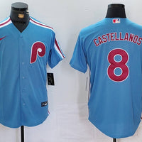 Men's Philadelphia Phillies Nick Castellanos #8 Light Blue Alternate Limited Jersey1