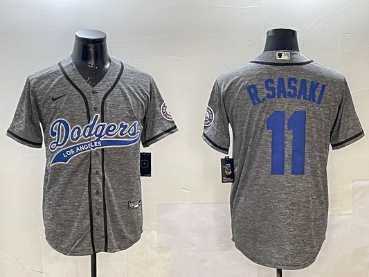 Men's Los Angeles Dodgers Roki Sasaki #11 Gray Game Jersey1