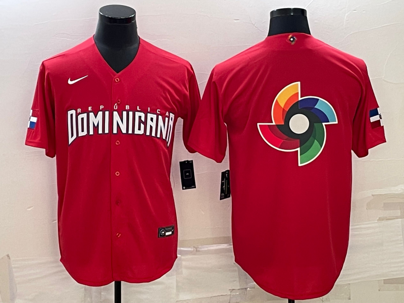 Men's 2023 World Baseball Classic Dominican Republic Red Jersey1