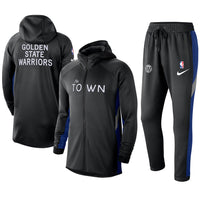 Men's Golden State Warriors Black 2019/20 Showtime Full-Zip Therma Flex Performance Hoodie