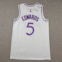 Men's Minnesota Timberwolves Anthony Edwards #5 White Swingman Player Jersey1