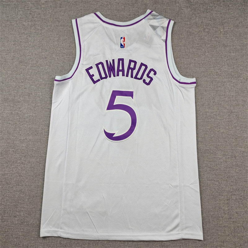 Men's Minnesota Timberwolves Anthony Edwards #5 White Swingman Player Jersey1
