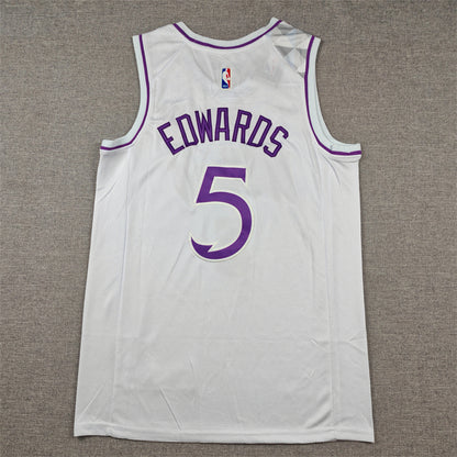 Men's Minnesota Timberwolves Anthony Edwards #5 White Swingman Player Jersey1