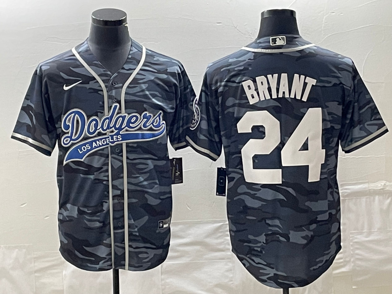 Men's Los Angeles Dodgers Kris Bryant #24 Grey Camouflage Player Jersey1 Joint Edition