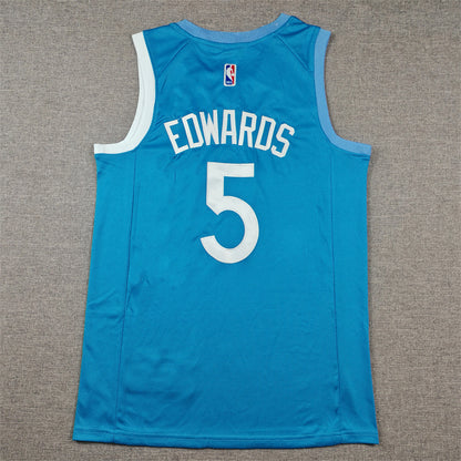 Men's Minnesota Timberwolves Anthony Edwards #5 Blue Swingman Jersey1