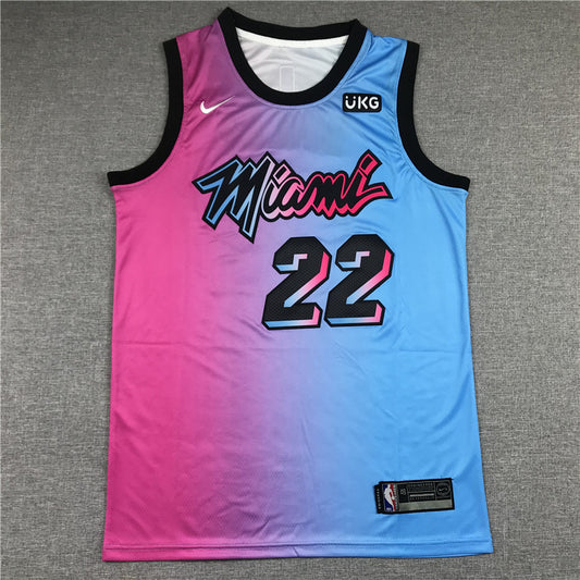 Men's Miami Heat Jimmy Butler #22 NBA Pink Blue Swingman Jersey1 - City Edition