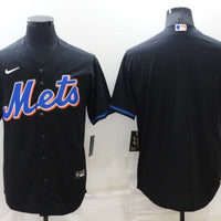 Men's New York Mets1 Black 2022 Alternate Replica Blank Jersey