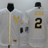 Men's New York Yankees Derek Jeter #2 White Alternate Game Jersey1