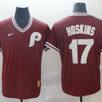 Men's Philadelphia Phillies Rhys Hoskins #17 Red Stitched Jersey1