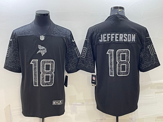 Men's Minnesota Vikings Justin Jefferson #18 Black RFLCTV Limited Jersey1