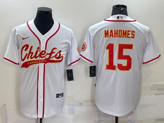 Men's Kansas City Chiefs Patrick Mahomes #15 White Game Jersey1 Joint Edition