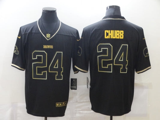 Men's Cleveland Browns Nick Chubb #24 Black Game Player Jersey1