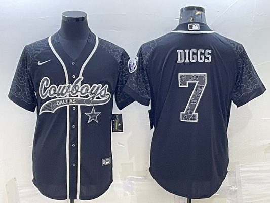 Men's Dallas Cowboys Trevon Diggs #7 Black RFLCTV Limited Jersey1 Joint Edition