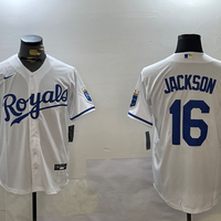 Men's Kansas City Royals Bo Jackson #16 White Home Replica Player Jersey1
