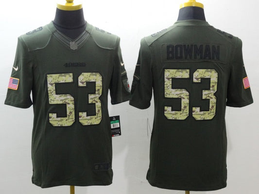 Men's San Francisco 49ers Navoro Bowman #53 Army Green Game Jersey1