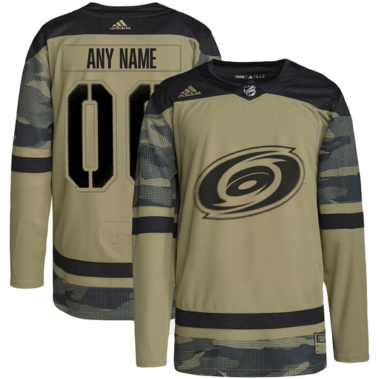 Men's Carolina Hurricanes Camo Military Appreciation Team Authentic Custom Practice Jersey1