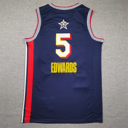 Men's Minnesota Timberwolves Anthony Edwards #5 Navy 2025 NBA All-Star Game Swingman Player Jersey1