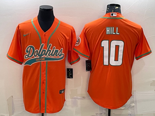 Men's Miami Dolphins Tyreek Hill #10 Orange Game Jersey1 Joint Edition