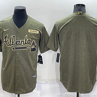 Men's Atlanta Braves Olive Salute To Service Limited Blank Jersey1