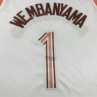 Men's San Antonio Spurs Victor Wembanyama #1 White 2023/24 Swingman Jersey1 - City Edition
