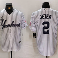 Men's New York Yankees Derek Jeter White Replica Player Jersey1