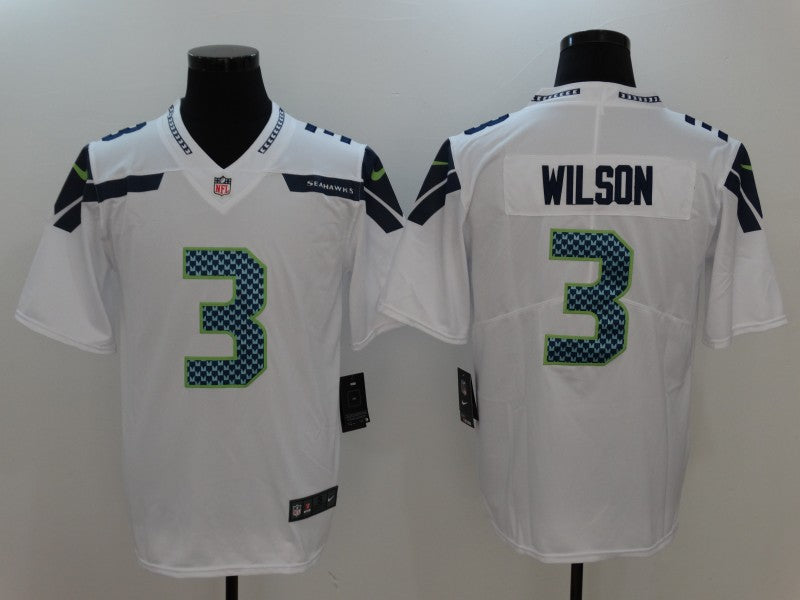 Men's Seattle Seahawks Russell Wilson #3 White Game Jersey