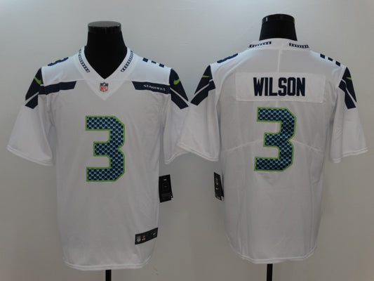 Men's Seattle Seahawks Russell Wilson #3 White Game Jersey
