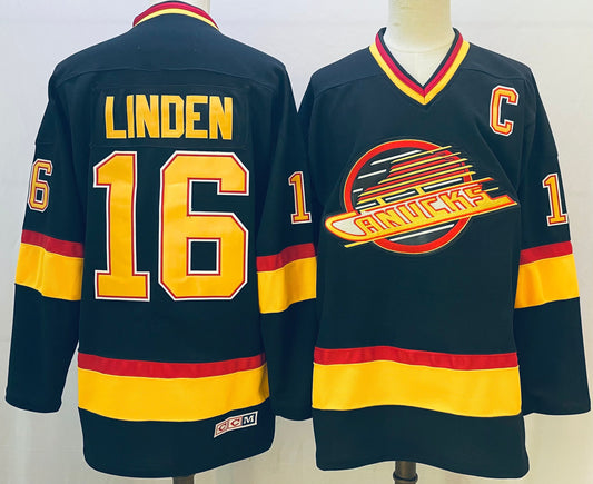 Men's Vancouver Canucks Trevor Linden #16 Black Breakaway Player Jersey1