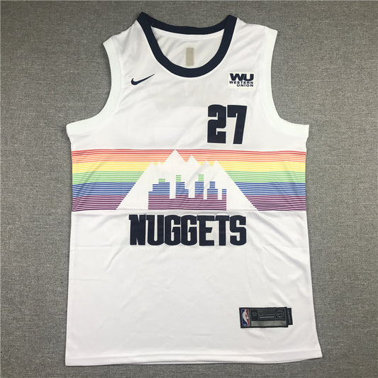 Men's Denver Nuggets Jamal Murray #27 NBA White Player Jersey1