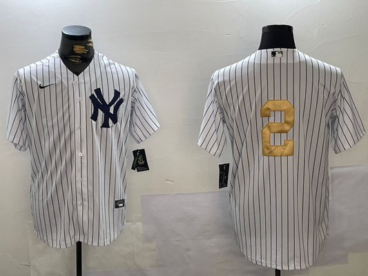 Men's New York Yankees Derek Jeter #2 White Game Team Jersey1