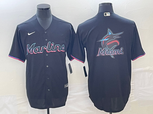 Men's Miami Marlins Black Alternate Replica Team Jersey1