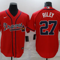 Men's Atlanta Braves Austin Riley #27 Red Replica Player Jersey1