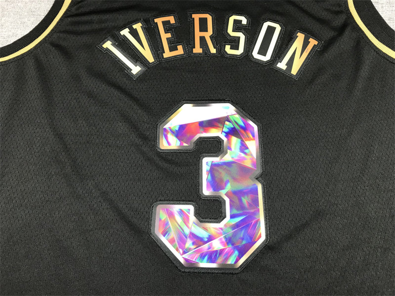 Men's Philadelphia 76ers Allen Iverson #3 Black Swingman Player Jersey1