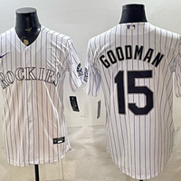 Men's Colorado Rockies Hunter Goodman #15 White Home Replica Jersey