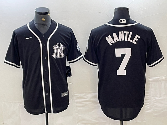 Men's New York Yankees Mickey Mantle #7 Black Limited Jersey1