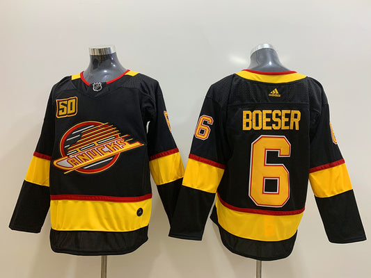 Men's Vancouver Canucks Brock Boeser #6 Black Breakaway Player Jersey1