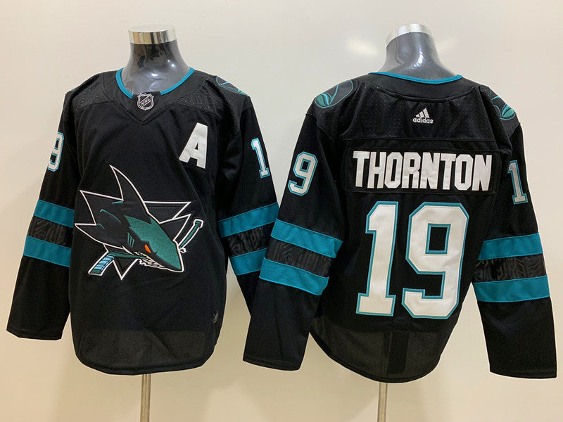 Men's San Jose Sharks Joe Thornton #19 Black Breakaway Player Jersey1