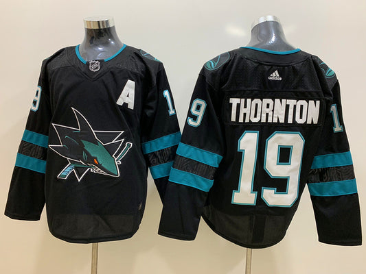 Men's San Jose Sharks Joe Thornton #19 Black Breakaway Player Jersey1