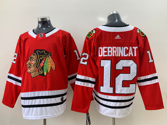Men's Chicago Blackhawks Alex Debrincat #12 Red Home Breakaway Player Jersey1