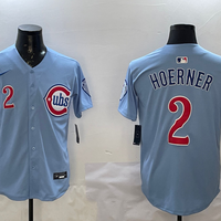 Men's Chicago Cubs Nico Hoerner #2 Baby Blue 2nd Alternate Limited Player Jersey1