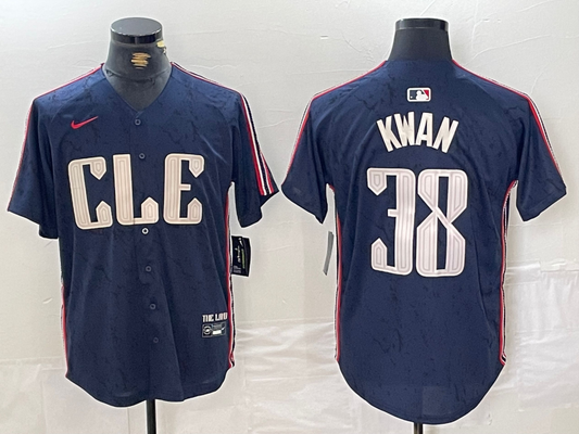 Men's Cleveland Guardians Steven Kwan #38 Navy 2024 City Connect Limited Jersey1