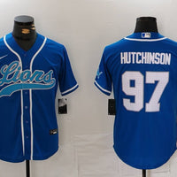 Men's Detroit Lions Aidan Hutchinson #97 Blue Game Player Jersey1